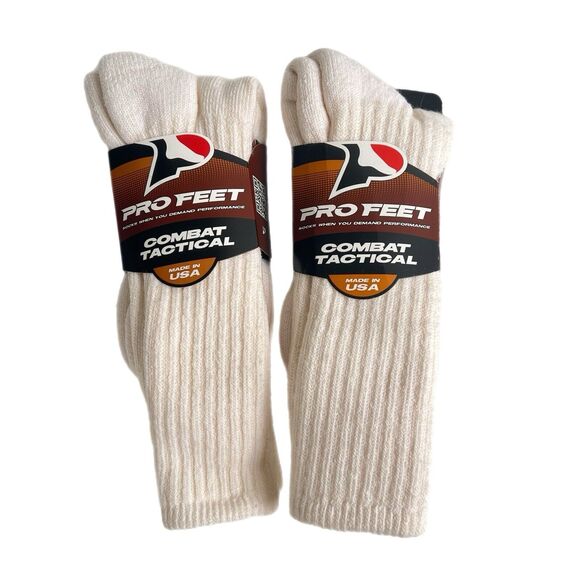 Pro Feet 2 Pairs of Beige Combat Tactical Socks Mens Large Wool Blend Reinforced - Picture 1 of 6